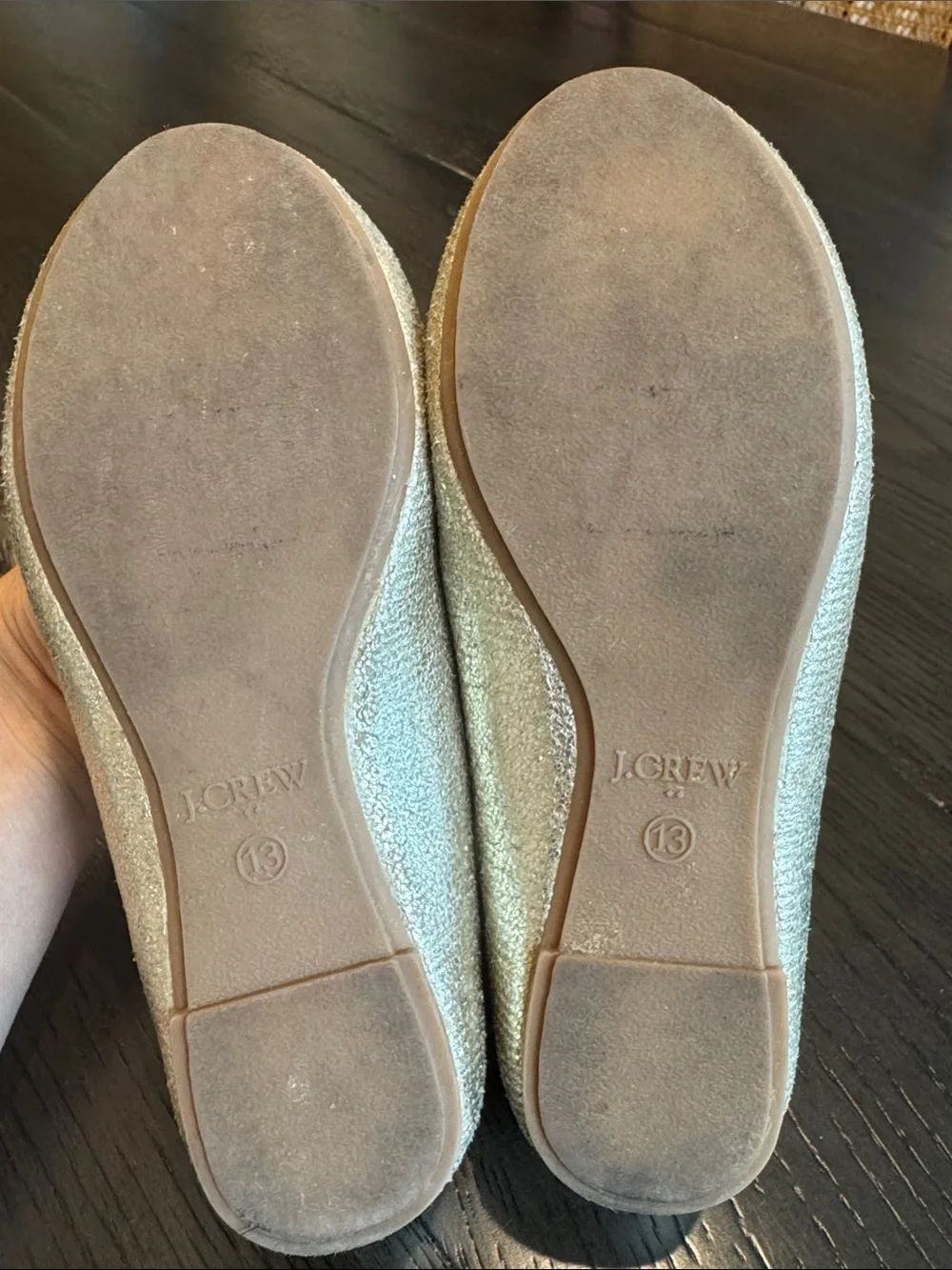 J. Crew Girls Glitter Ballet Flats in Champagne Gold